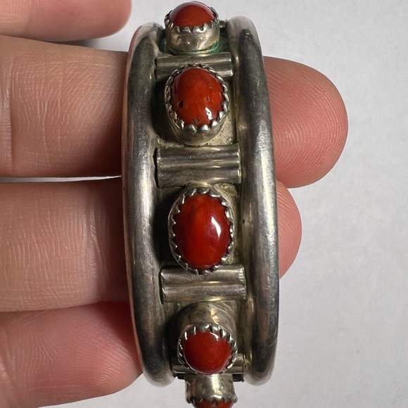 Vintage Navajo Sterling Silver and Coral Women's Bracelet